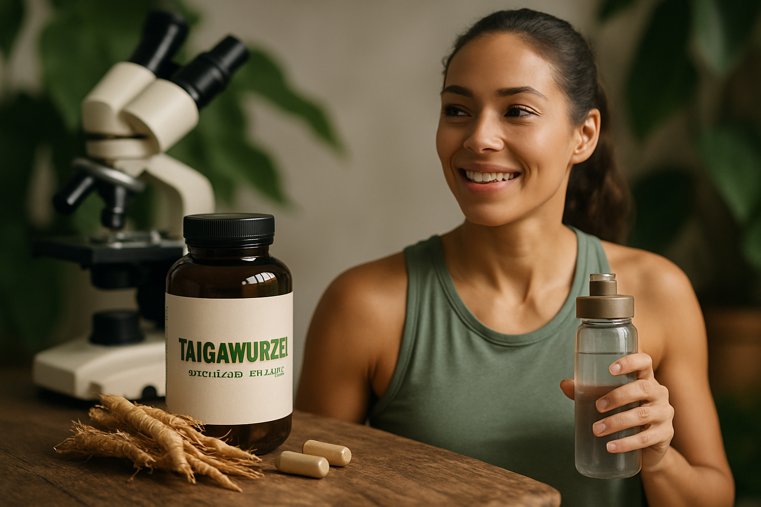 Taigawurzel Pflanze mit Wurzeln und Blättern in natürlicher Umgebung